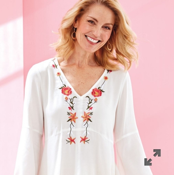 Skye's the Limit Tops - Madrid Embroidered Shirt by Skye's the Limit